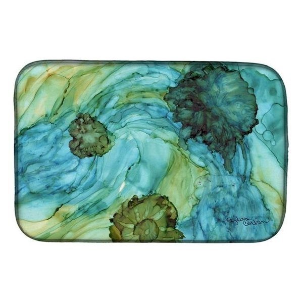 Carolines Treasures 8952DDM Abstract in Teal Flowers Dish Drying Mat, Carolines Treasures, Mfr#: 8952DDM
